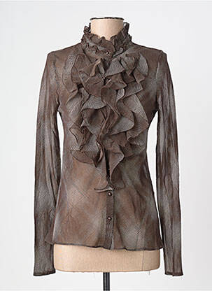 Chemisier coupe cintrée manches longues marron ANGE femme