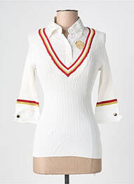 Pull coupe cintrée manches 3/4 blanc GUESS femme