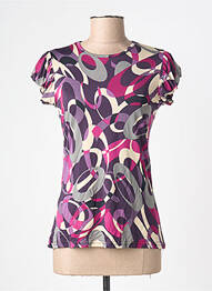 T-shirt imprimé fantaisie manches courtes violet C&C CONFIDENTIAL femme