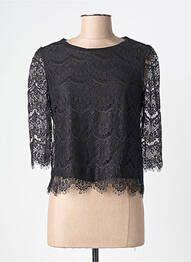 Top col rond manches 3/4 noir ANGE femme