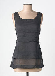Top coupe cintrée sans manche noir ANGE femme