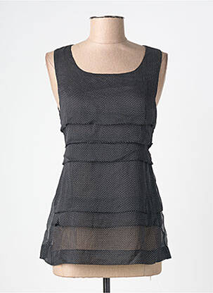 Top coupe cintrée sans manche noir ANGE femme