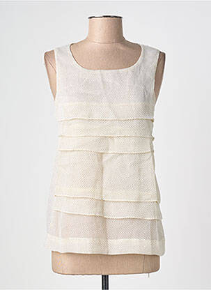 Top coupe cintrée sans manche beige ANGE femme