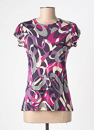 T-shirt imprimé fantaisie manches courtes violet C&C CONFIDENTIAL femme