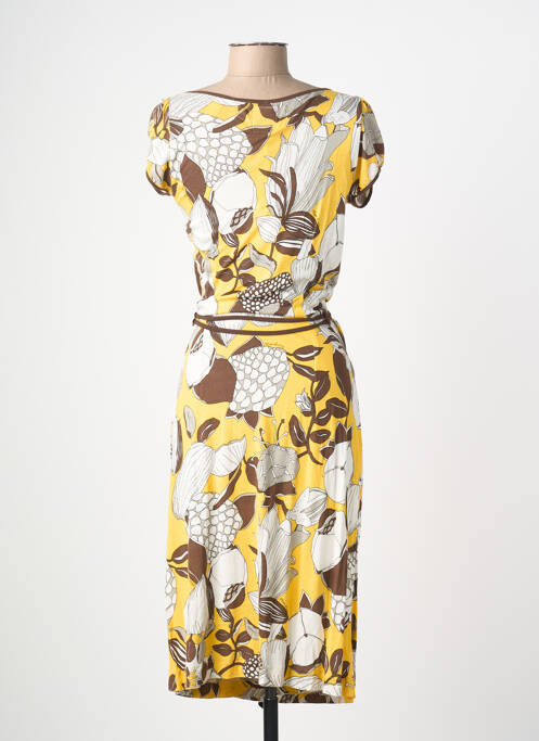 Robe mi-longue imprimé fantaisie manches courtes jaune MISS SIXTY femme