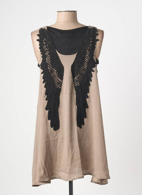 Tunique sans manche col rond beige ANGE femme