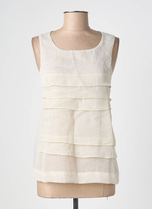 Top coupe cintrée sans manche beige ANGE femme