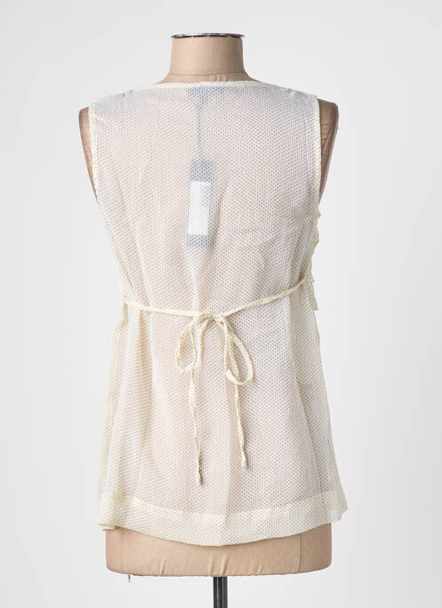 Top coupe cintrée sans manche beige ANGE femme