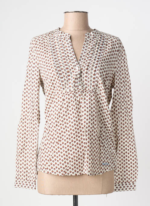 Blouse tissage popeline manches longues beige PEPE JEANS femme