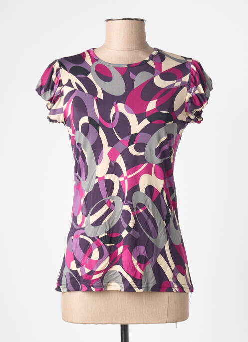 T-shirt imprimé fantaisie manches courtes violet C&C CONFIDENTIAL femme