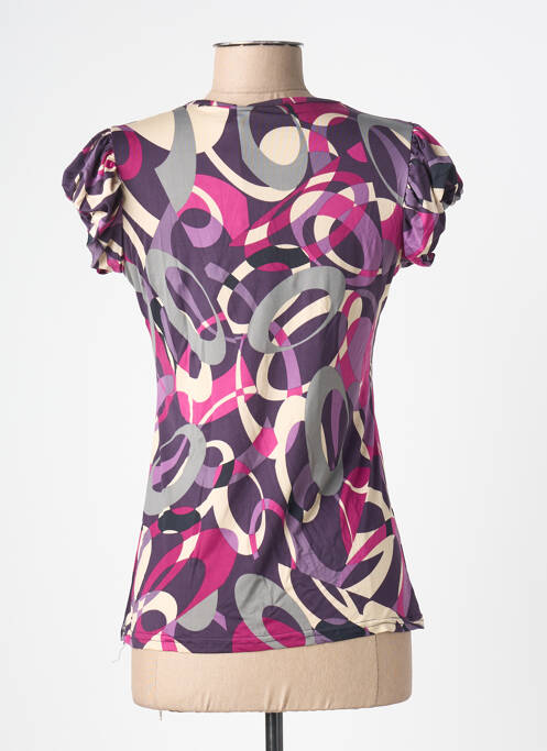 T-shirt imprimé fantaisie manches courtes violet C&C CONFIDENTIAL femme