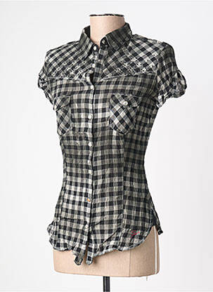 Chemisier coupe cintrée manches courtes noir GUESS femme