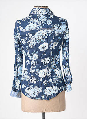 Chemisier imprimé fleurs manches longues bleu GUESS femme