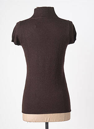 Pull col roulé coupe cintrée manches courtes marron GUESS femme