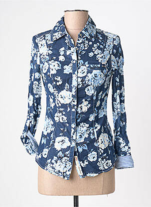 Chemisier imprimé fleurs manches longues bleu GUESS femme