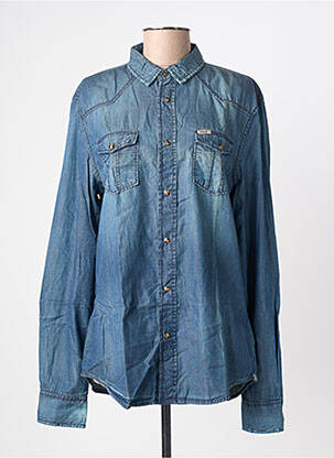 Chemise manches longues poignets boutonnés bleu GUESS homme