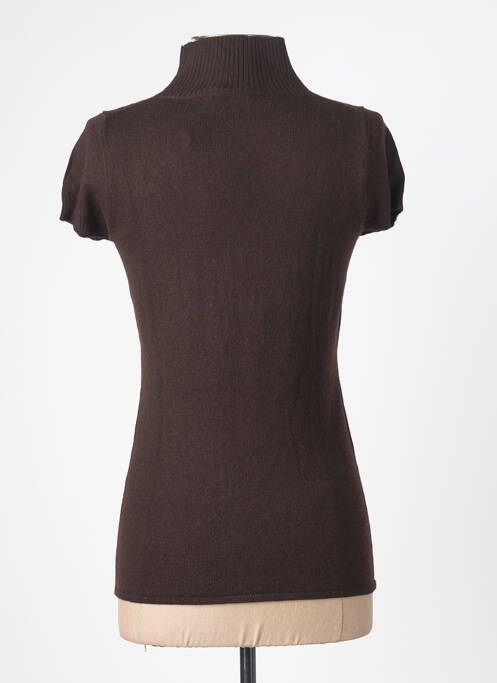 Pull col roulé stretch manches courtes marron GUESS femme