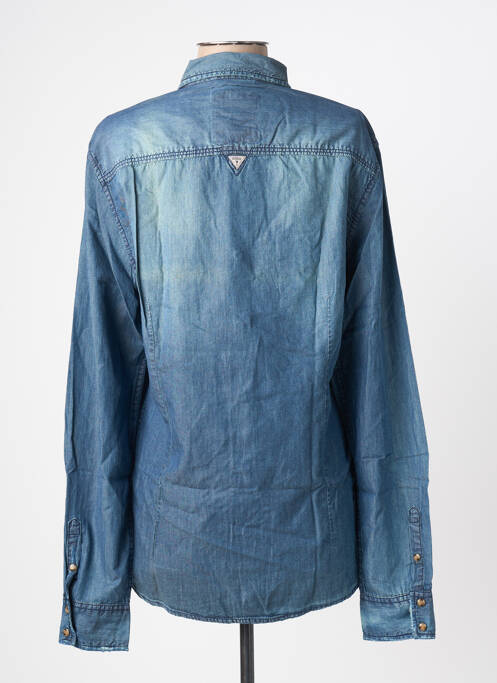 Chemise manches longues poignets boutonnés bleu GUESS homme