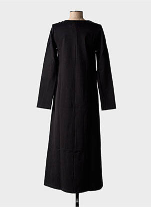 Robe longue tissage popeline manches longues noir BLANC BOHEME femme