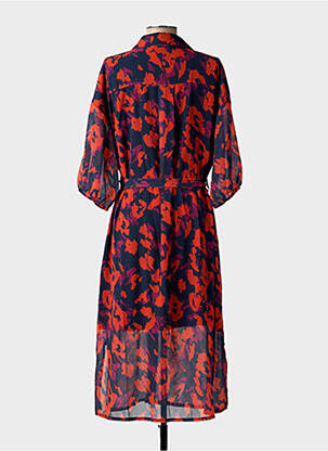 Robe longue imprimé fantaisie manches courtes bleu BLANC BOHEME femme