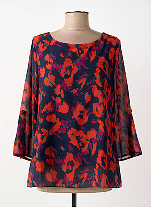 Blouse imprimé fantaisie manches longues orange BLANC BOHEME femme