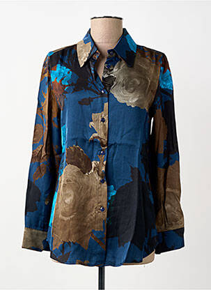 Chemisier coupe cintrée manches longues bleu BLANC BOHEME femme