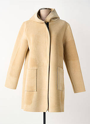 Manteau court capuche a capuche beige BLANC BOHEME femme