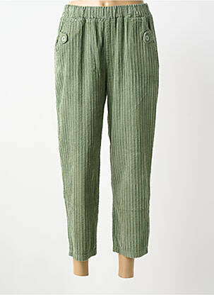 Pantalon 7/8 taille élastique taille normale vert BLANC BOHEME femme