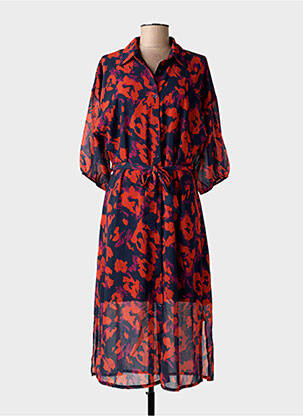 Robe longue imprimé fantaisie manches courtes bleu BLANC BOHEME femme