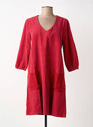 Robe mi-longue manches longues manches longues rouge BLANC BOHEME femme