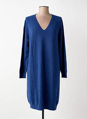 Robe pull col v manches longues bleu BLANC BOHEME femme