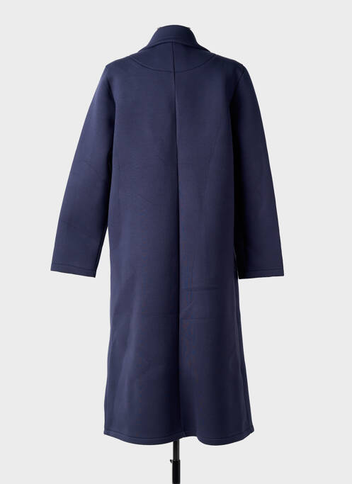 Manteau long coupe droite sans capuche bleu BLANC BOHEME femme