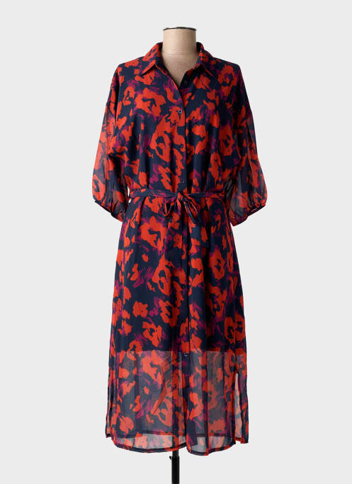 Robe longue imprimé fantaisie manches courtes bleu BLANC BOHEME femme