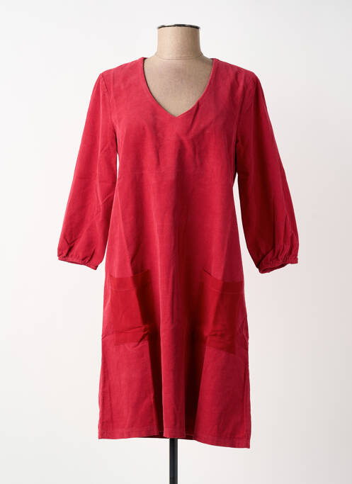 Robe mi-longue manches longues manches longues rouge BLANC BOHEME femme