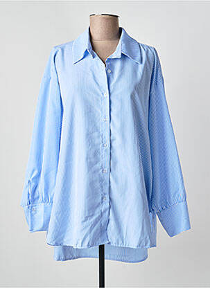 Chemisier coupe droite manches longues bleu MADE IN ITALY femme