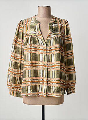 Chemisier imprimé fantaisie manches longues vert MADE IN ITALY femme