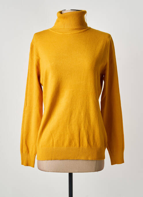 Pull col roulé coupe cintrée manches longues jaune H&L femme