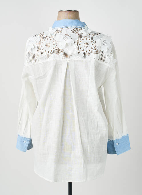 Chemisier coupe droite manches longues blanc APRIL VINTAGE femme