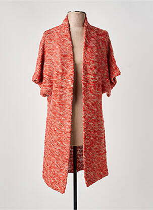 Gilet manches courtes maille tricot orange HOSS femme