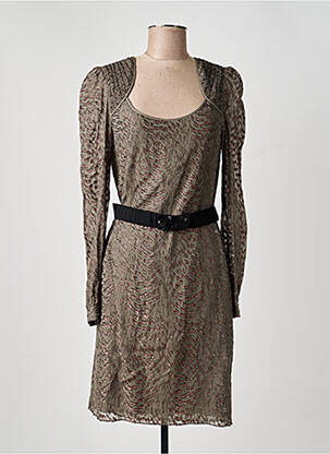 Robe mi-longue manches longues manches longues gris HOSS femme