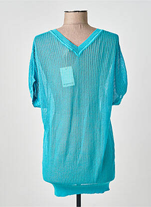 Pull maille ajourée manches courtes bleu MOMONI femme