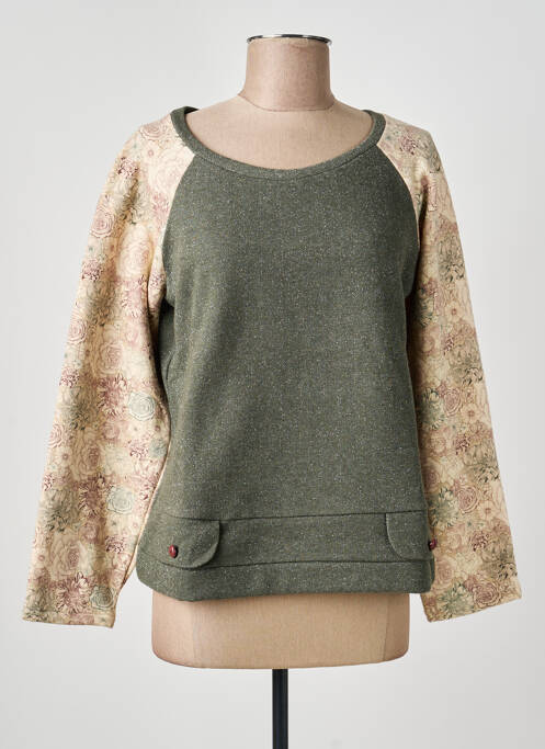 Sweat-shirt stretch manches longues vert GAËLLE BARRE femme