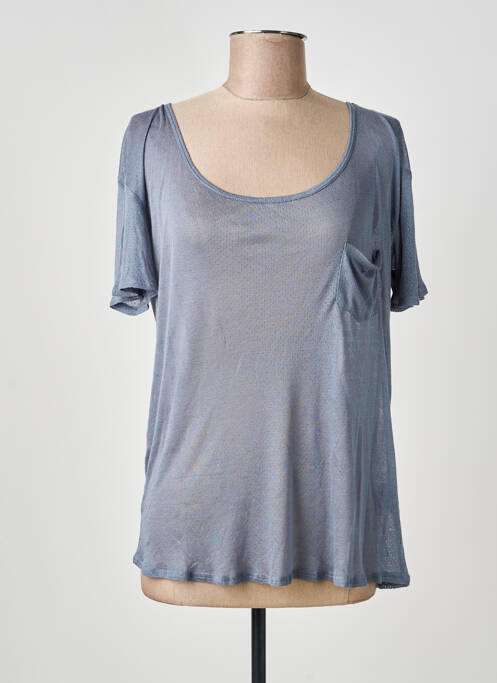 T-shirt stretch manches courtes gris FINE COLLECTION femme