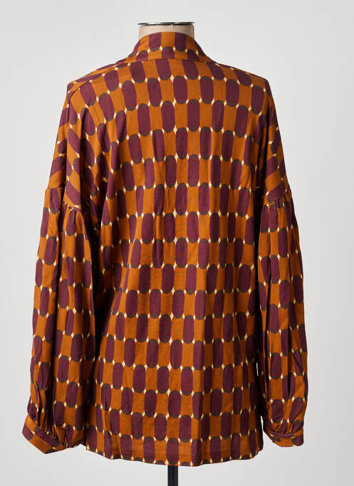 Blouse poignets boutonnés avec fente manches longues marron SIYU femme