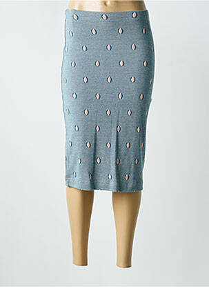 Jupe mi-longue coupe droite bleu BRIC-A-BRAC femme