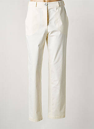 Pantalon droit fermeture zippée sous rabat boutonné blanc MON N°2 femme