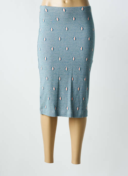 Jupe mi-longue coupe droite bleu BRIC-A-BRAC femme