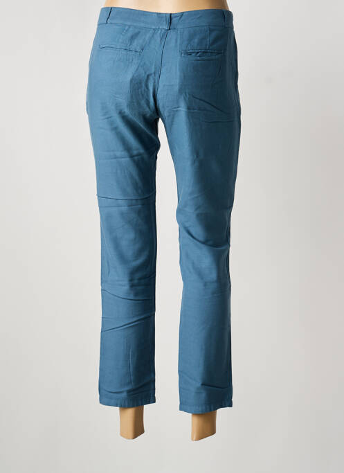 Pantalon 7/8 fermeture zippée sous rabat boutonné bleu MOMONI femme