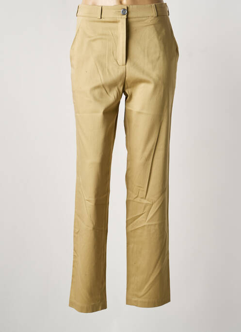 Pantalon droit fermeture zippée sous rabat boutonné beige MON N°2 femme