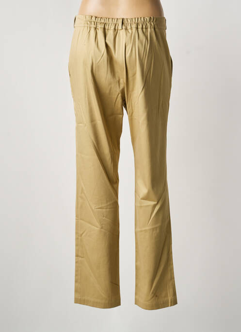 Pantalon droit fermeture zippée sous rabat boutonné beige MON N°2 femme
